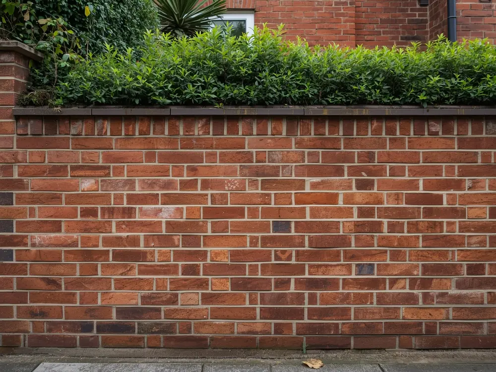Illustration: a clean red brick garden wall with crisp mortar joints.